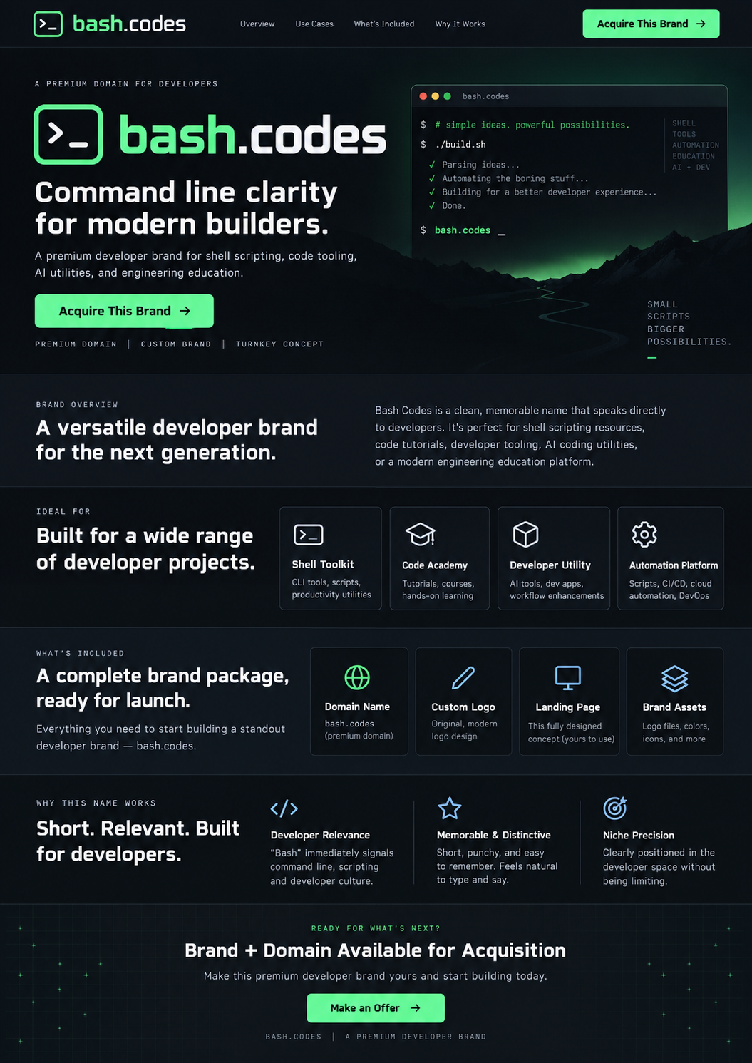 bash.codes landing page preview
